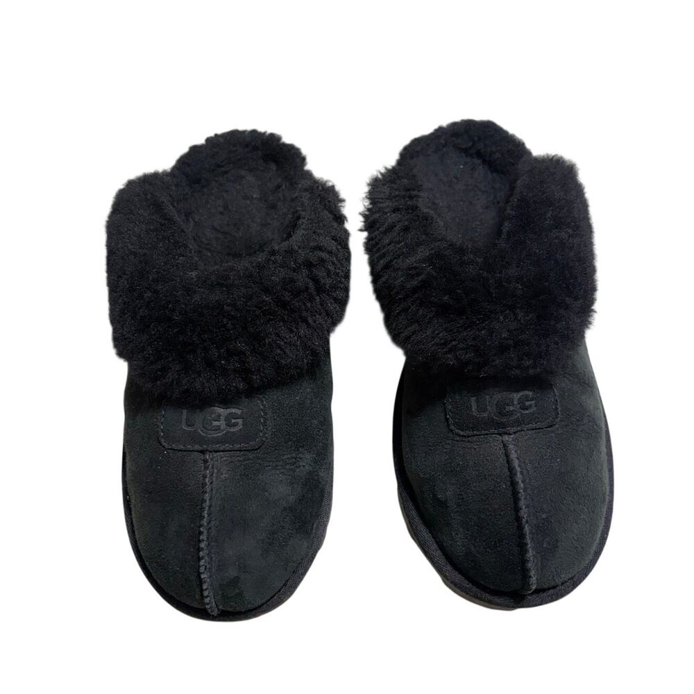 UGG Coquette Slipper Women's Size 11 Sheepskin Black Suede Slip-On